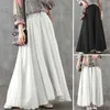 Skirts Female Solid Maxi Long Skirt Summer Elastic Waist Women Elegant A-line Bohemian Beach Jupe Faldas 5XL