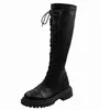 2022 Winter Women Knight Bots Flats Obcina Up Ladies Kolan-Knee Boots Femal Long Bot Y220817