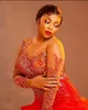 2022 Plus Size Arabic Aso Ebi Red Luxurious Rermaid Prom Платья с бисером кристаллы вечерние формальные вечеринки второй прием с днем ​​рождения платье платья zj855