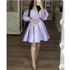 Party Dresses Lavender Short Homecoming 2022 Off Shoulder Satin dragkedja Back Simple Graduation Dress Prom Gowns Vestidos de Festarty