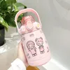 Water Bottle 1000ml Kawaii Pastel Sticker Thermos Bottle With Straw Stainless Steel Insulated School For Children Girl Gift7836263