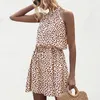 شارع High Street Summer Summer Halter Ploral Print Mini Dress Vintage Obsless Dress Beach Party Party Short Fress for Women 220517