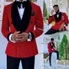 Glitter Red Sequins Mens Passar Groom Bröllop Tuxedos Slim Fit Double Breasted Blazer Man Formell Business Prom Dress 2 Pieces Traje de Hombre Male Tuxedo Suit