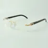 Nouvelles montures de lunettes Buffs 3524012 avec des bâtons de cornes de buffle texturées noires naturelles et des lentilles de 56 mm meilleure qualité