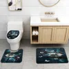 Cute Elephant Fabric Shower Curtains Bathroom Curtain Anti-skid Pedestal Rugs Carpet Toilet Lid Cover Bath Mat 220429