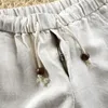 Italia pantalones cortos de lino puro hombres marca casual cintura elástica moda para corto 30 38 tamaño masculino bermuda masculi 220621