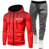 Designer Winter 3XL Herr Huva Matchande SweatSuit Casual träningsoverall Patchwork 2-delad joggingset Kostymer Solid Gym Sportkläder