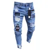 Mens Ripped Jeans Distressed Destroyed Slim Fit Straight Leg Denim Pant with Holes Skinny Jeans
