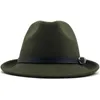 Brede Rand Hoeden Heren Winter Herfst Wit Feminino Vilten Fedora Hoed Voor Heren Wol Bowler Homburg Jazz Maat 56-58cm Scot22236h