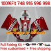 Внедрение корпуса для Ducati 748S 853S 916S 996S 998S 94-02 167NO.4 748 853 916 996 998 S R 94 95 96 98 98 748R 853R 916R 996R 998R 1999 2000 2001 2002 OEM Fairing Fairing Fastory Fastory Red.