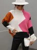 Pullover de malha mulheres suéter de inverno damas redondo pescoço de manga comprida Top cor feminina combinando jumper jersey mujer 220816