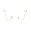 Hoop & Huggie Butterfly Stud With Long Chain Earrings For Women Female Trendy Jewelry Luxury Korean Earring Brincos Gift Accessory 2022 Moni