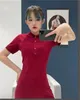 ワニレディースデザイナードレスファッション綿 100% シャツドレスカジュアルポロ服 A ラインスカート新鮮な甘いアパレル