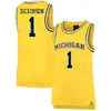 NCAA Michigan Wolverines College 1 Hunter Dickinson Jersey Basketball 55 Eli Brooks 12 Devante Jones 22 Caleb Houstan 14 Moussa Diabate 23 Brandon Johns