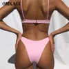 omkagi women's水着ビキニセットプッシュアップスロートバススーツガールズスイートセクシーな水着女性Soild Brazilian Bikini 220518