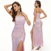 Sexy Blingbling Mermaid Vestidos de noche diseñados simples correas de espagueti de lentejuelas sin lentejuelas.