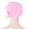 Brede rand hoeden vrouwen durag cap zon vizier met pre-gebonden tulband petten hoofd sjaal sjaab pure kleur moslim strand vakantie mode buitenbreed