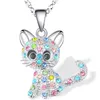 Collane con ciondolo Collana con strass in cristallo con simpatico gatto per donna Bambini Pendenti con pendenti con animali in quarzo colorato Regali per gioielli