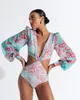 dames badkleding uit één stuk sexy zwempakken voor zomers zwart-witte kleuren postzegels glans verf puff puff puff strandkleding goed stretch slank fit maio moda praia