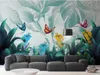 Wandblatt Tapeten Rollen für Wände lebendig Schlafzimmer Botanischer Gartengrün Bambuswald weiße Taube Stereoskopisch 3D -Foto Wallpaper