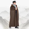 Trench da uomo addensare mantelle da uomo collo di pelliccia caldo invernale da uomo mantello con cappuccio giacche a vento da uomo vintage capispalla medievale maschile impermeabile