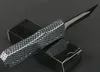 1pcs Top qualité petit couteau tactique automatique 440C bicolore Tanto Point lame en fibre de carbone en alliage de zinc-aluminium poignée EDC couteaux de poche