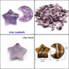 Kunst- en ambachten Moon Star -vormige set beelden Purple Lila Crystal Stone Mascot Meditation Healing Reiki Gemstone Gift Room Sports2010 Dhood