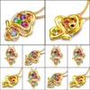 Pendant Necklaces Pendants Jewelry Mengyi Fashion Lovely Golden Butterfly Necklace Inlaid With Mti-Col Dhjv3