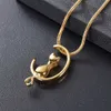 Silver/Gold/Black HH10024 Moon Cat Shape Jewelry Cremation Jewely Pet Ashes Urns Necklace Memorial Pendant For Women/Men Wholes245s