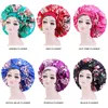 Beanieskull Caps Extra Large Silky Satin Hair Bonnets för kvinnor som sover Elastic Wide Brimmed Head Wrap Printed Flower Bucket Hat9571114