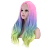 Naturlig vågsyntetiska peruker kvinnlig gradient färg medium lång lockigt hår peruk grossist