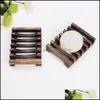 Soap Dishes Bathroom Accessories Bath Home Garden Ll Wood Holder Portable Bamboo Wooden Soapdish Shower Case Container Storage Dhikd