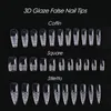 False Nails 500pcs/Set Fake Long Coffin Glaze Acrylic Clear Reusable Press On Full Cover Square FingertipsNail Art Decorations LY1989