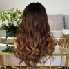 Ombre Chocolate Brown Glueless Full Lace Human Hair Wig With Baby Hairs 360 Frontal Light Chesunut Browns 13X6 Laces Front Wig