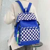 Women's Contrast Color Design Backpack Fashion Trend Nylon Plaid Travel Backpack Unisex Middle School Students' Schoolbag 220506