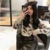 Pulls pour femmes Femme Femme Chandails 2022 imprimé léopard clou pour l'hiver taille haute pull pull Femme col rond Pull