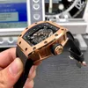 Richard's Mechanische Cool Horloges Rakish Tv Factory Rm055 Heren Zakelijk Vrije tijd Gouden kast Tape Mode Zwitsers uurwerk Nieuwe luxe stijl