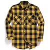 Män Casual Plaid Flannel Shirt Långärmad Bröst Två Fickdesign Mode Tryckt-Button (USA Storlek S M L XL 2XL) 220322