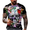 Mode grappige schedels 3d print heren t-shirts zomer ronde nek korte mouw extra grote t shirts mannen kleding losse tops tees