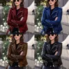 Faux läder kvinnor jacka långärmad kappa blixtlås damer kläder moto outwear mode lapel höst femle kläder nya l220801