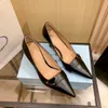 Ladies Luxury Designer Dress High Heels Shoes Metal Triangle Decoration Heel Height 8cm 34-42