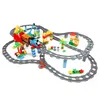 Büyük Boyut Yapı Taşları Uyumlu Tren Setleri DIY Demiryolu Pisti Birleştirme Çocuklar için Etkileşimli Eğitim Tuğla Oyuncakları Hediye 220715