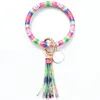 35 estilos Fashion Sun flor / bandeira padrão chave chaveiro envoltório de couro borlas braceletes chaveiros pulseira pulseira tassel keychain redondo jjla1284