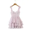 Abiti casual Vintage Vita alta Ruffles Estate 2022 Boho Beach Vestidos Elegante stampa floreale Mini abito da ballo per donnaCasual