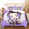 Demon Slayer Bedding Set 3d Japanese Anime Kids Gift Duvet Cover Comforter Bed Linen Home Textiles Queen King Single Size