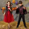 Vestidos de menina Filhos de Halloween Cosplay Trajes de vampiro velado vestido de princesa Girl Ghost Scary Cape Costume Casa D011