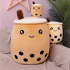 Leuk Fruit Drink Pluche Gevulde Zachte Roze Aardbei Milk Thee Boba Cup Toy Bubble Kussen Kussen Kinderen Gift W220402