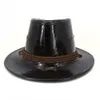 Chapeau de Cowboy en cuir PU de Style occidental noir rouge hommes femmes en plein air à large bord chapeaux de Protection solaire unisexe mode casquette de fête d'anniversaire