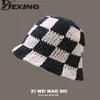Korean Hand Made Crochet Bucket Hats Spring Summer Soft Sun Hat Women Plaid Designer Bob Fisherman Cap 220427