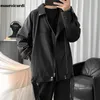 Mauroicardi Spring Black Oversizefish Heth Biker Kurtka Mężczyźni Casual Loose Korean Fashion Faux Skórzane kurtki dla mężczyzn Brand 220816